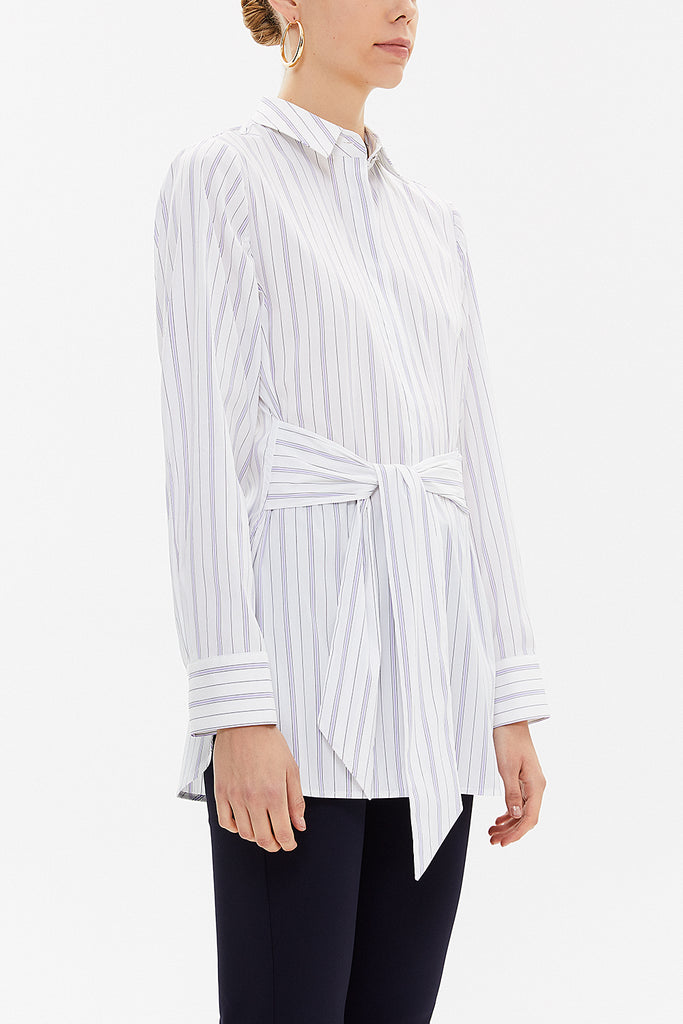 Purple Lacu up wide cut poplin shirt 10723