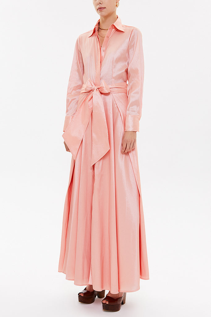 Salmon Tie-front maxi dress 92882