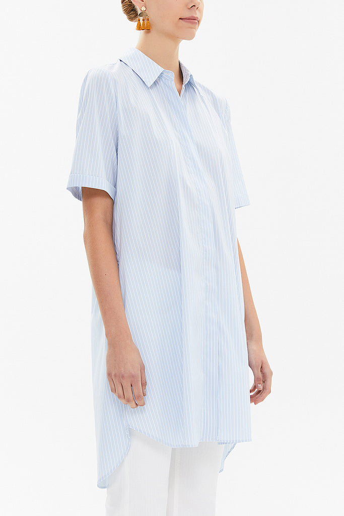 Blue Short sleeve poplin shirt 10732