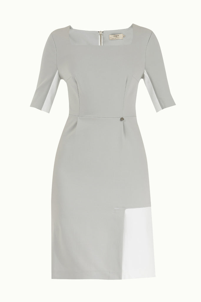 Suni Deri Mixli Dar Kesim Mini Elbise 91980