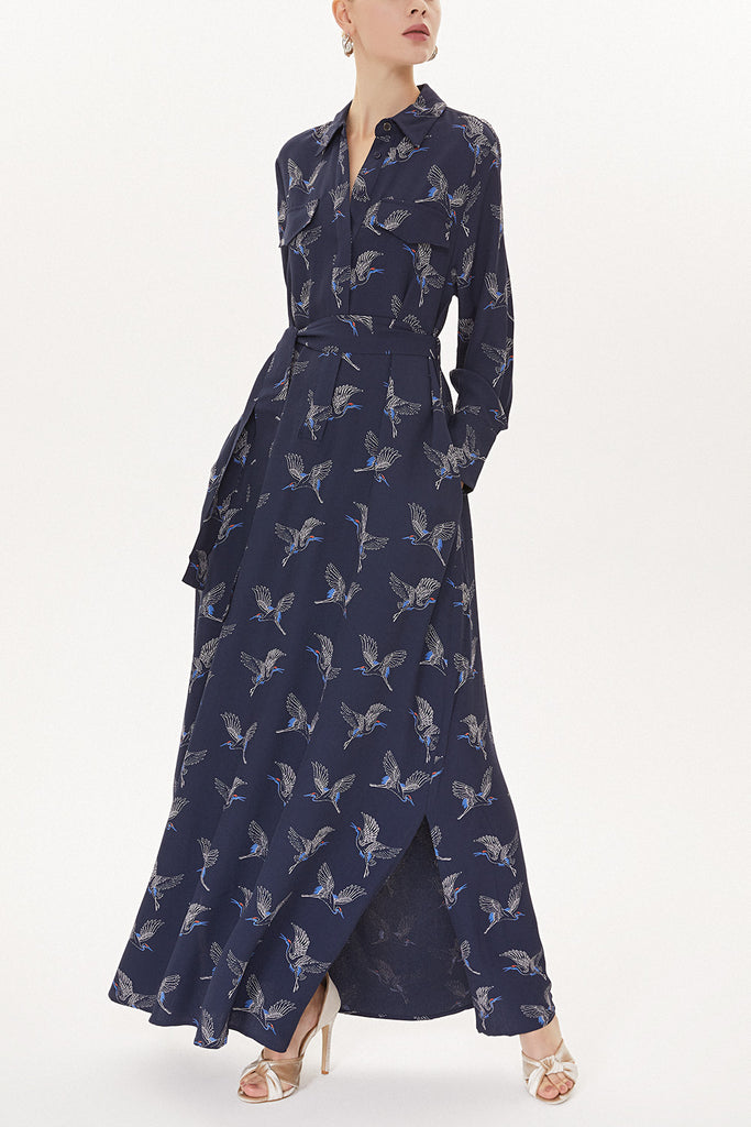 Navy Blue Printed maxi dress 92567
