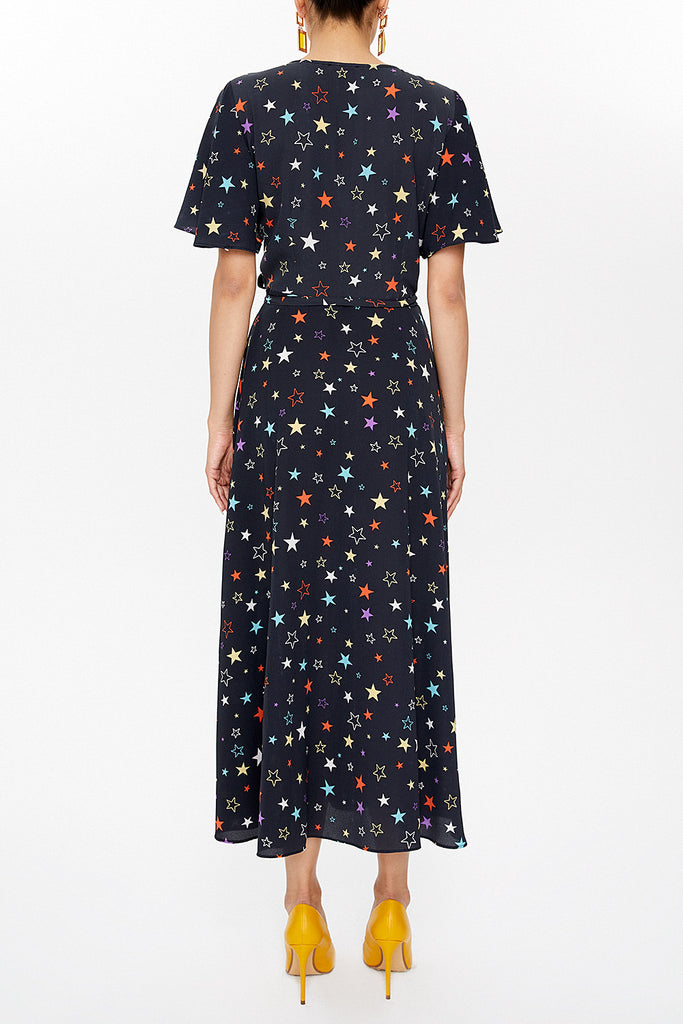 Anthracite V-neck wrap-over maxi dress 93207