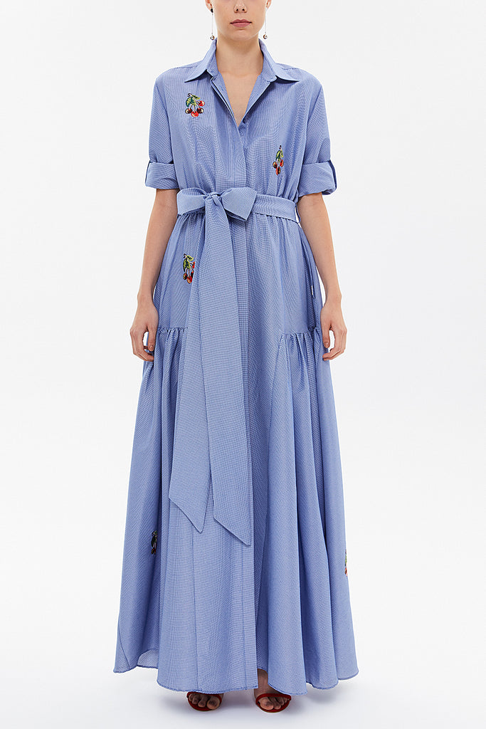 Blue Embroidered maxi  dress 92866