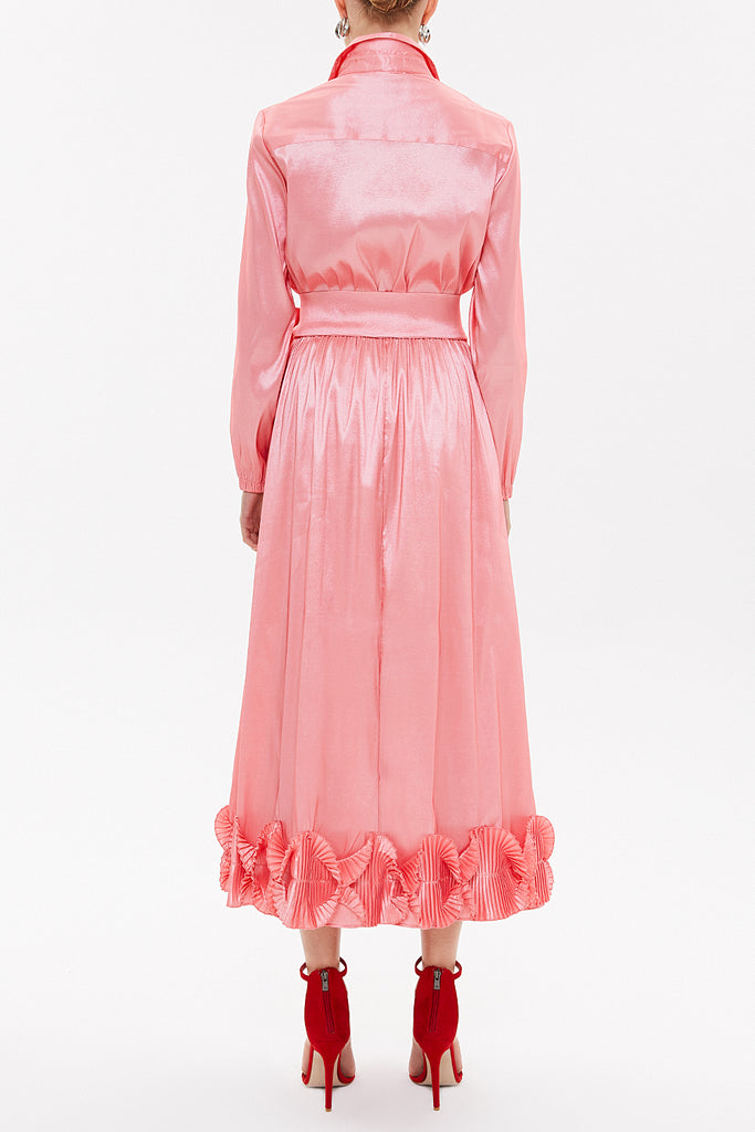 Pink Pleated skirt midi dress 92906