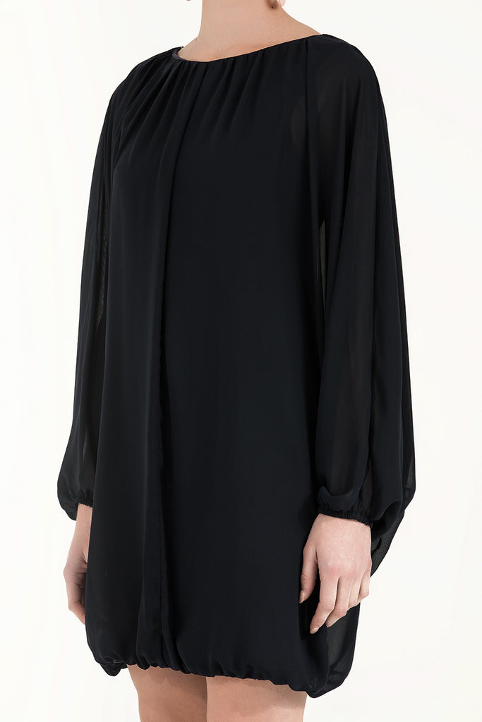 Lastikli Bol Kesim Şifon Mini Elbise 92085