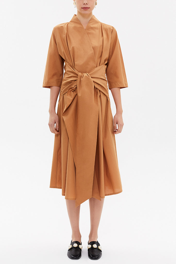 Cinnamon Wrap-over neck midi dress 93190