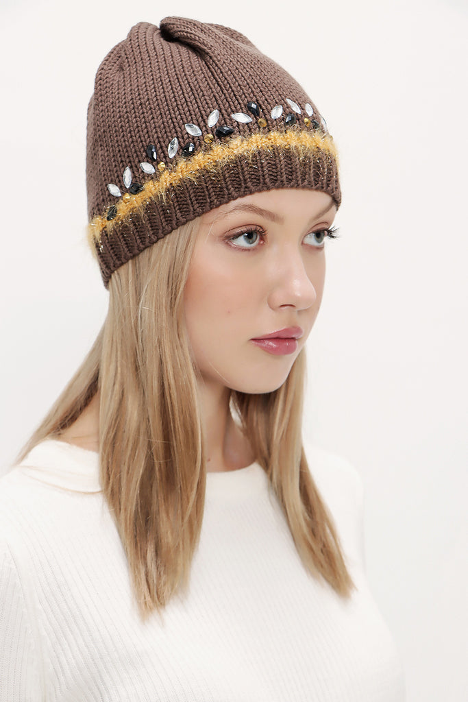 Brown Knit  beret 28582