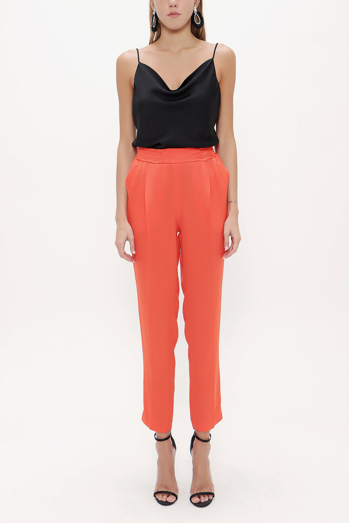 Red Elastic wide cut pants 41341