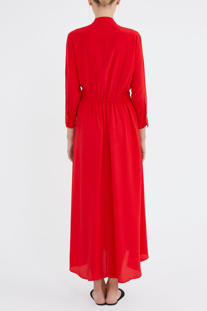 Red Elastic waist midi dress 92957
