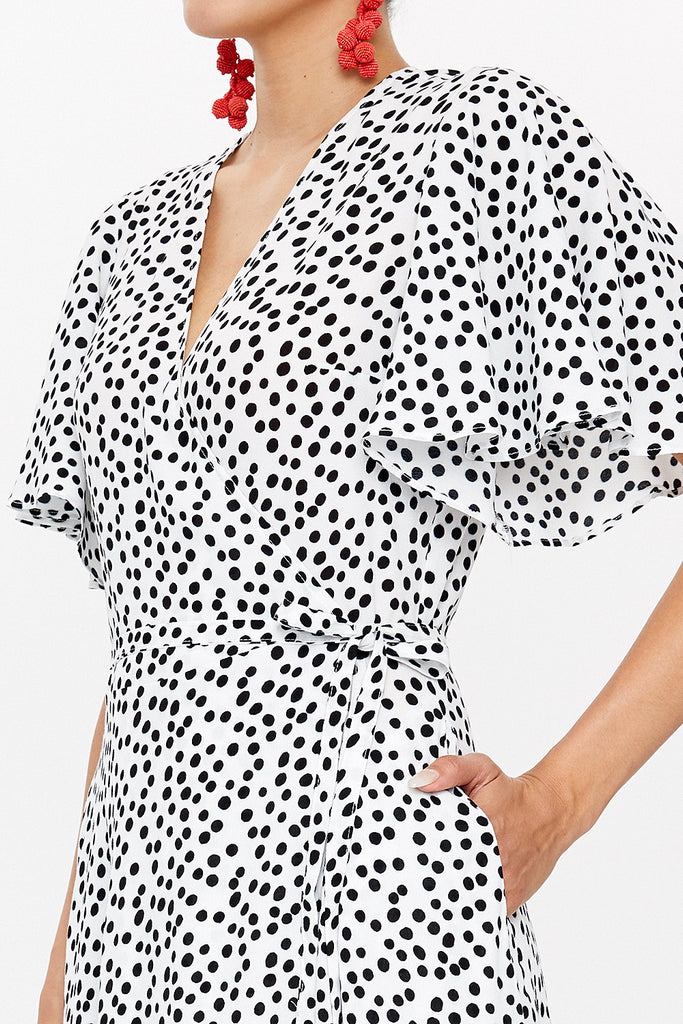 Spotted V-neck wrap-over maxi dress 93207