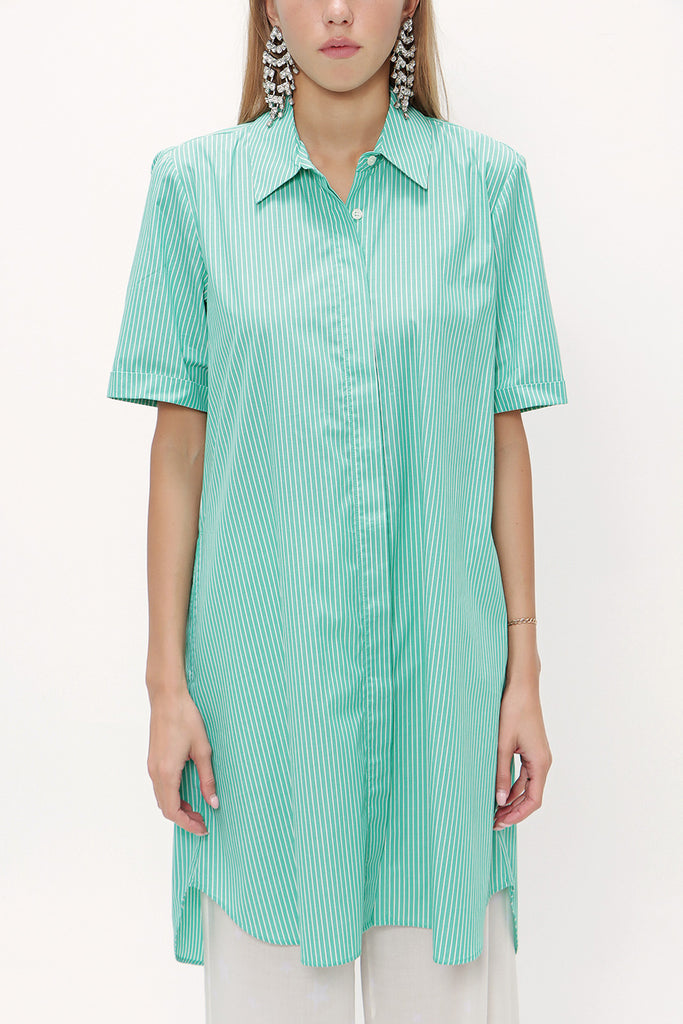 Green Short sleeve poplin shirt 10732