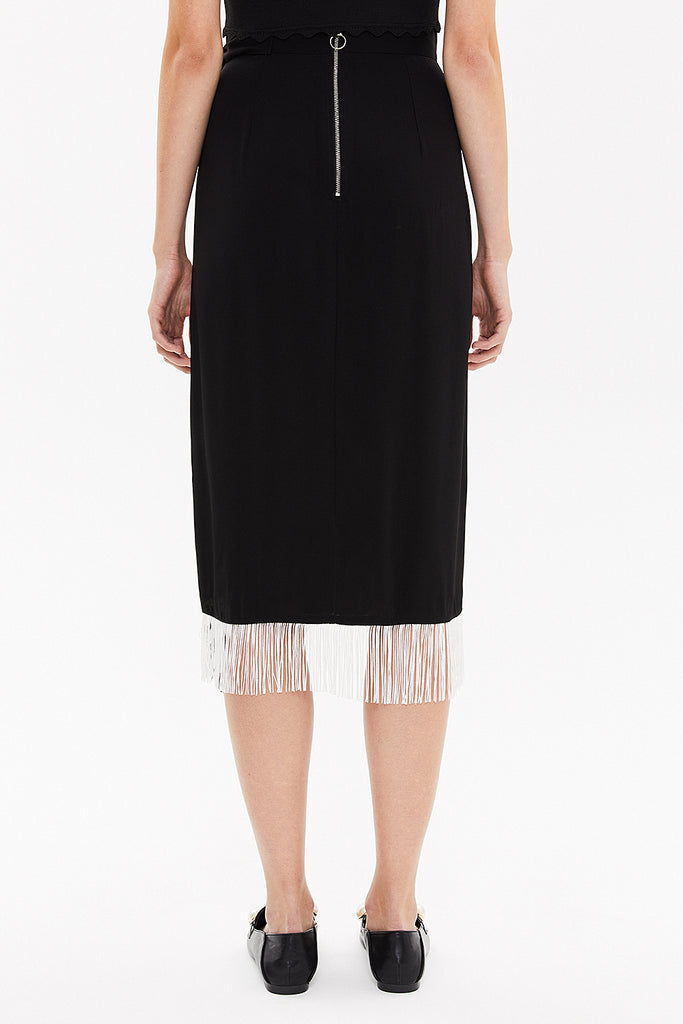 Black Wrap-over tassel skirt  81071