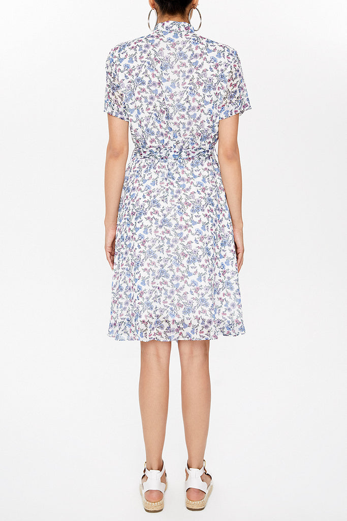 Blue Short sleeve chiffon midi dress 92782