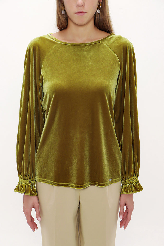 Green Velvet blouse 19646