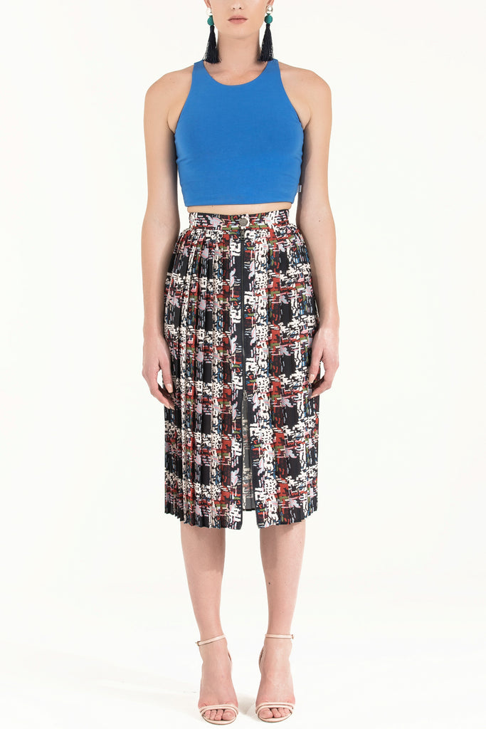 Patterned Zipped pleated skirt 80974