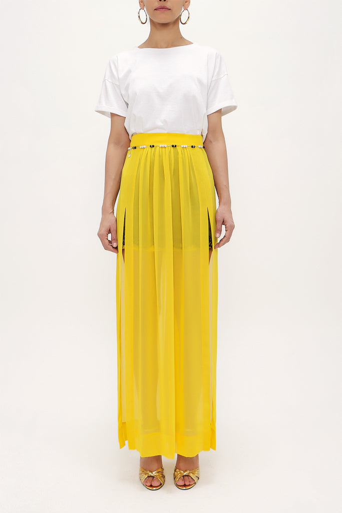 Yellow Accessorized chiffon skirt 80495