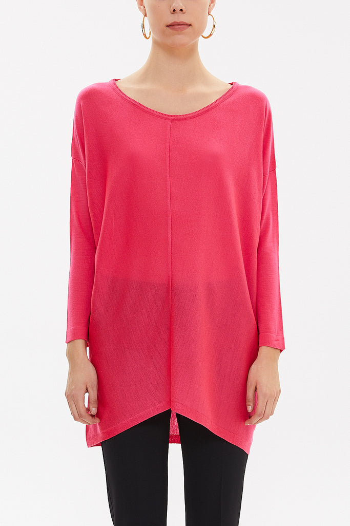 Fuchsia Wide collar  wide cut tricot  blouse  28684