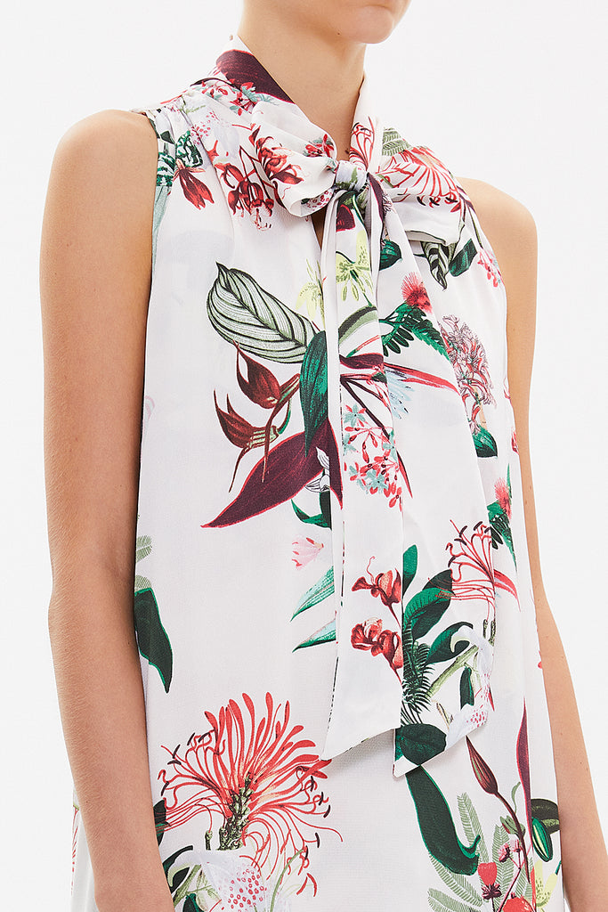 Patterned Sleeveless slit maxi dress with tassels 92698