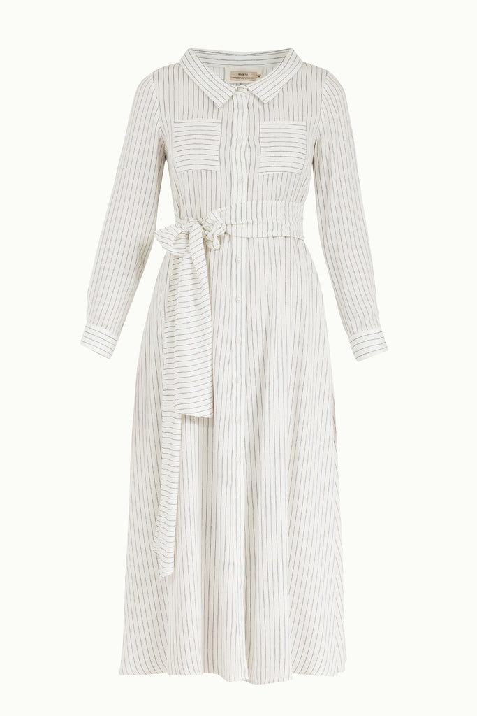 Kemerli Gömlek Elbise Beyaz 92302