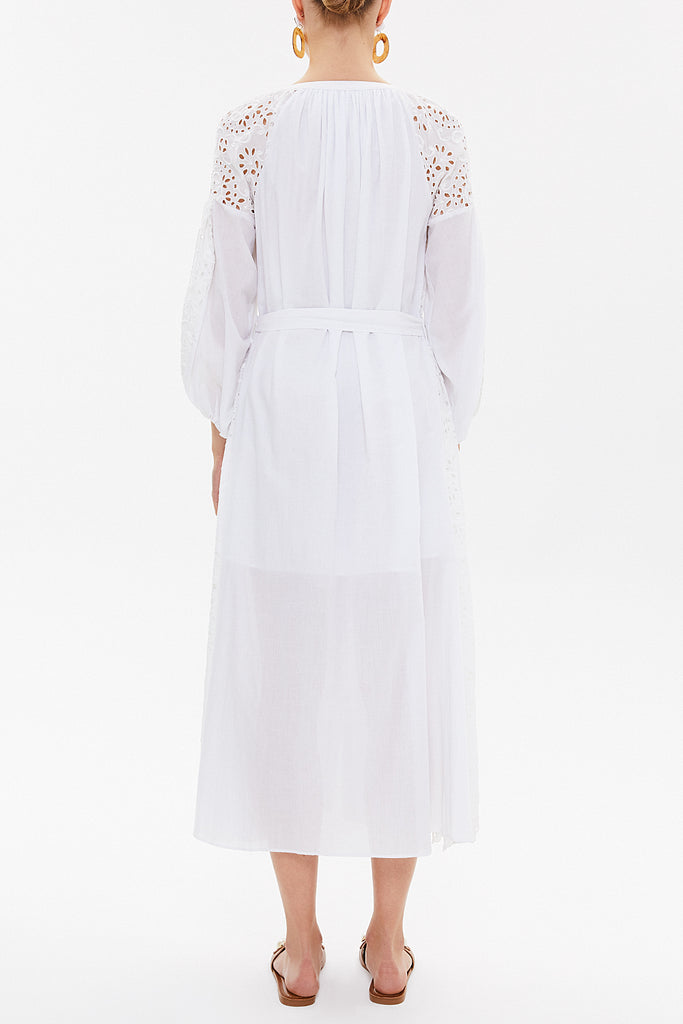 White Brode  balloon sleeve maxi dress 92676