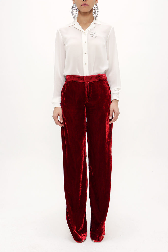 Burgundy Velvet Pants 41274