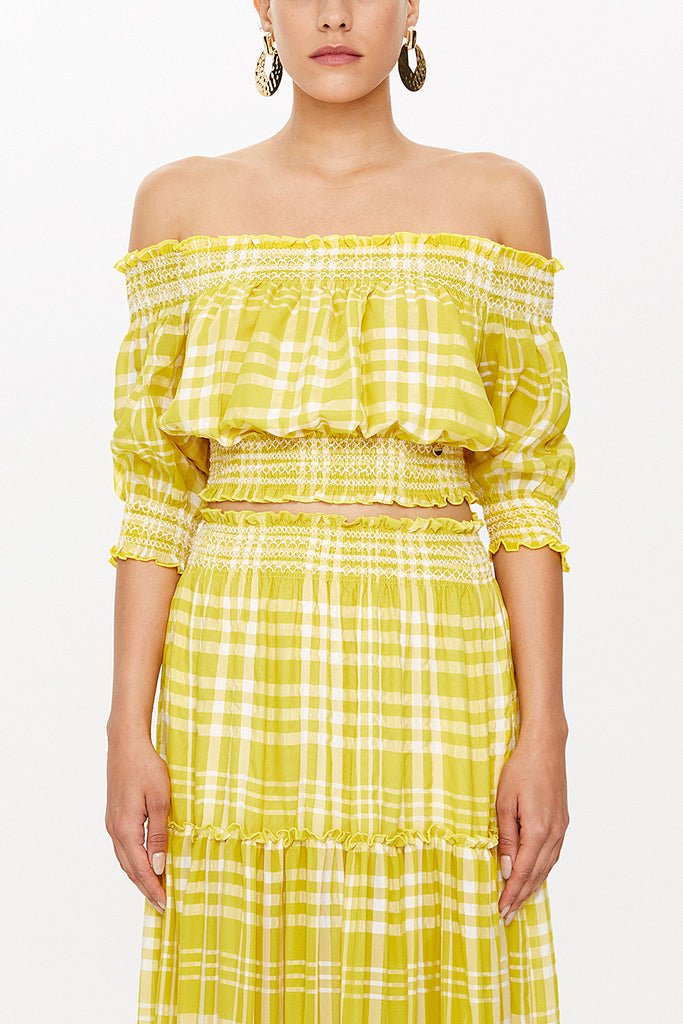 Acid Yellow Elastic short sleeve blouse  19803