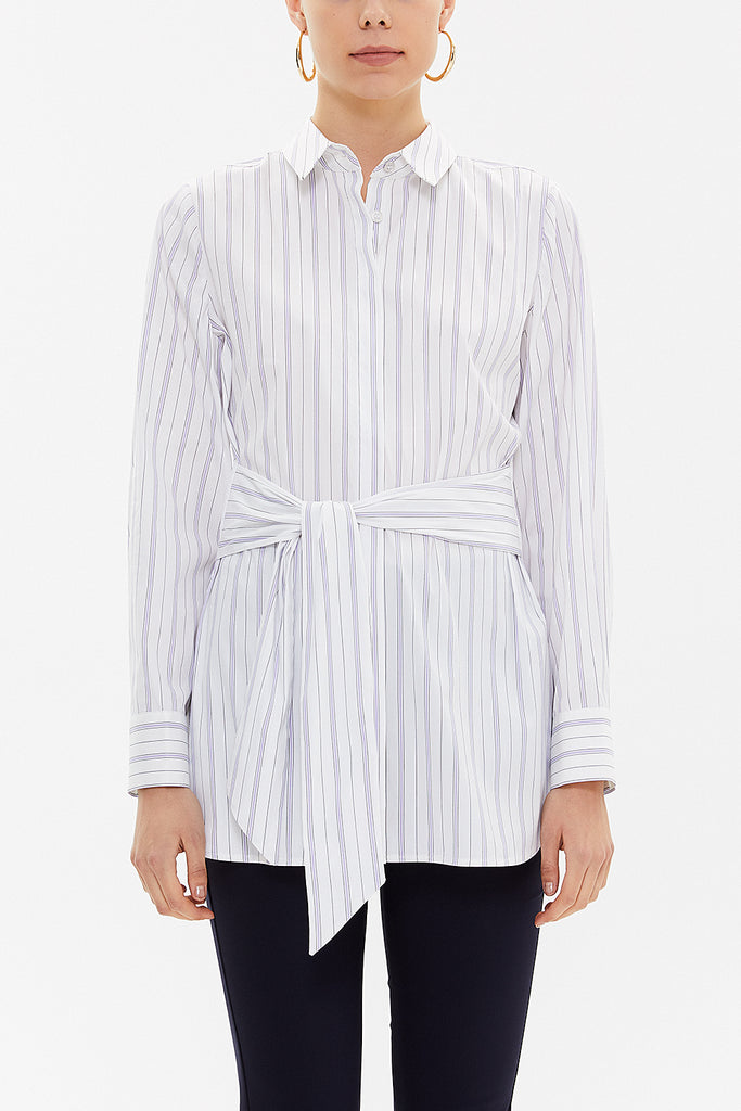 Purple Lacu up wide cut poplin shirt 10723