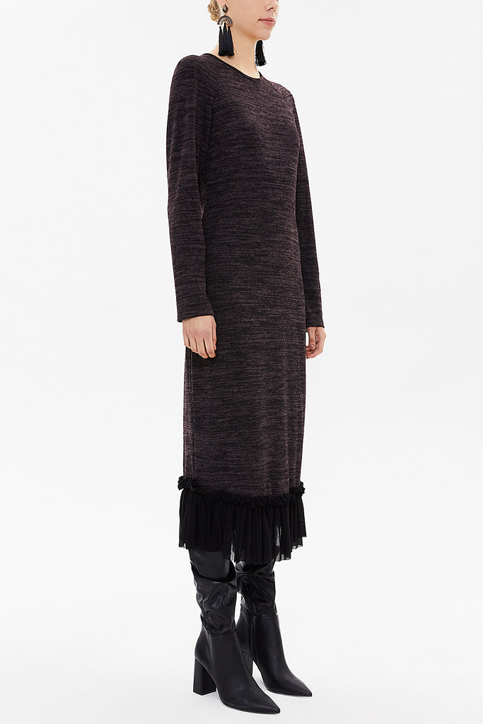 Plum Frilled skirt knit midi dress 92159
