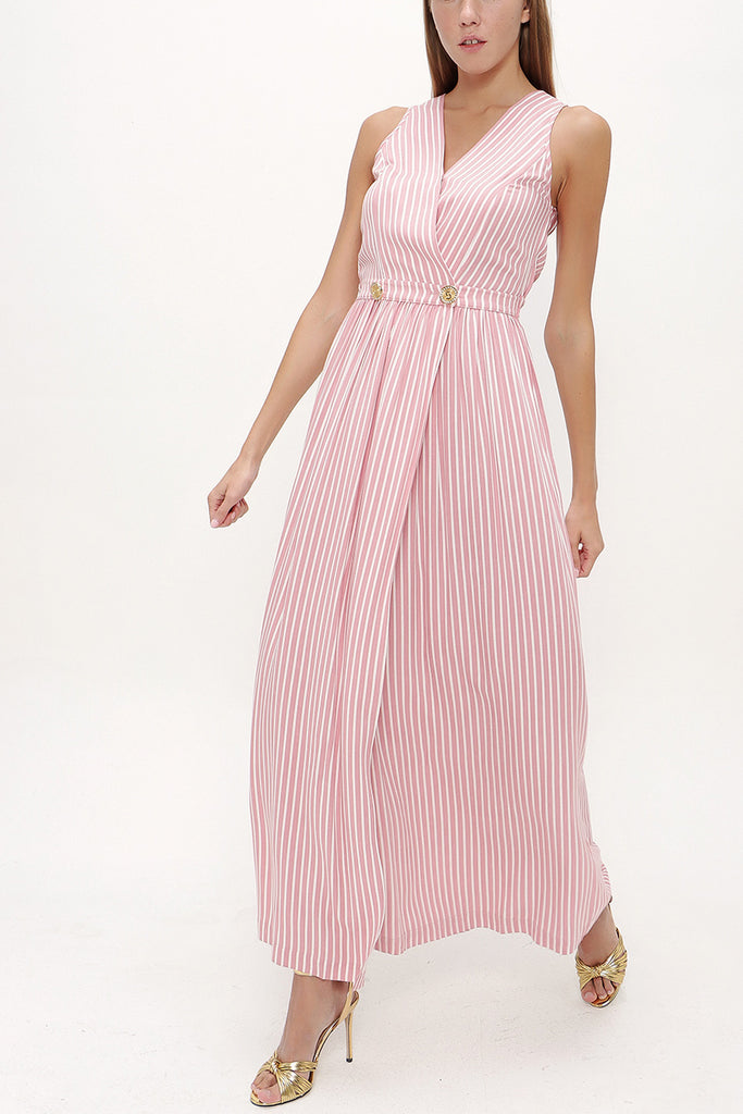 Red Wrap-over sleeveless maxi dress 92381