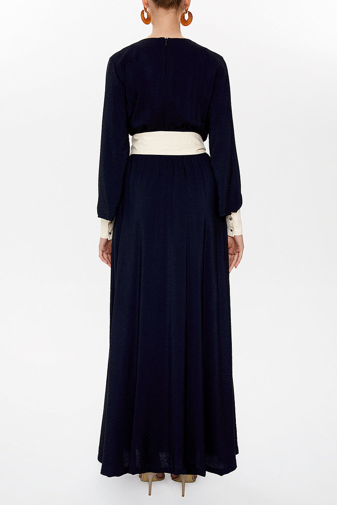 Black Contrast colour combined maxi dress 93025