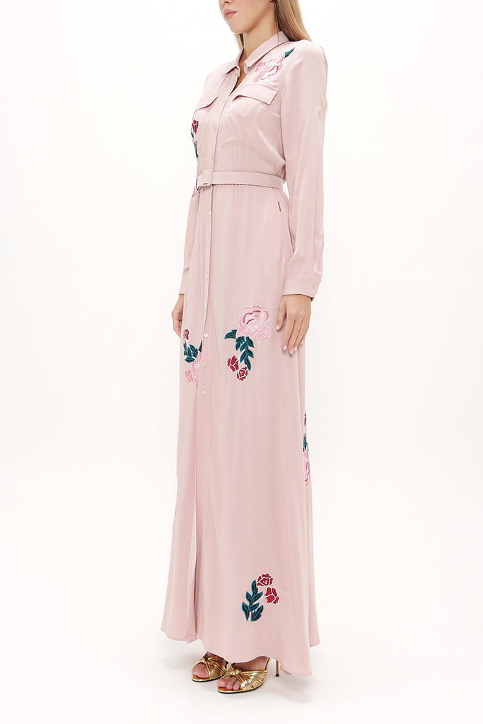 Salmon Embroidered maxi dress 92432