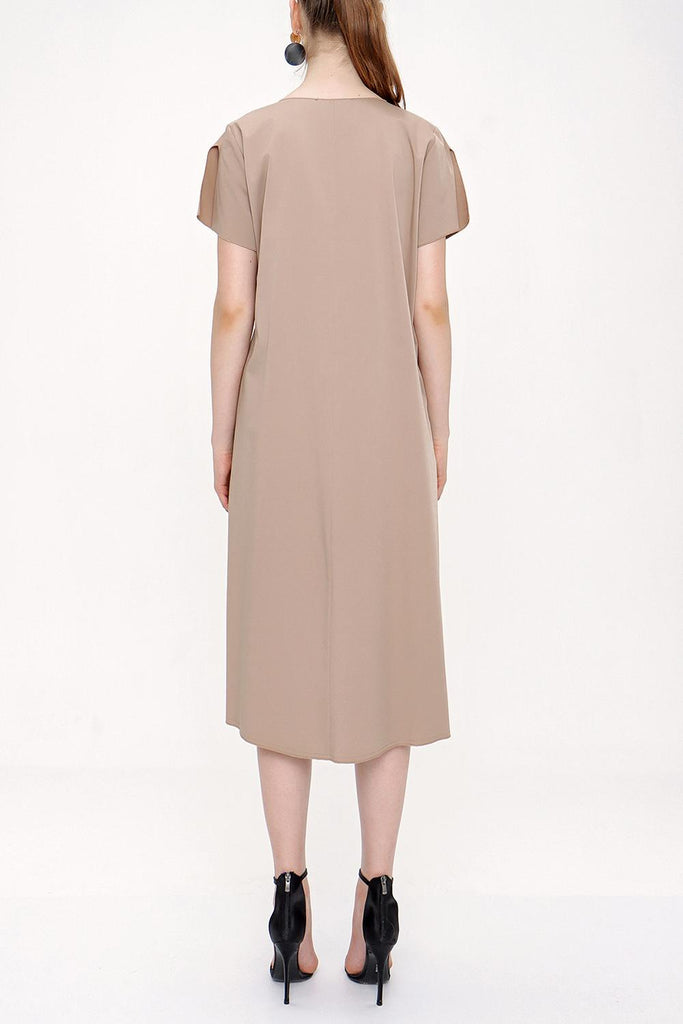 Beige belted dress 93946