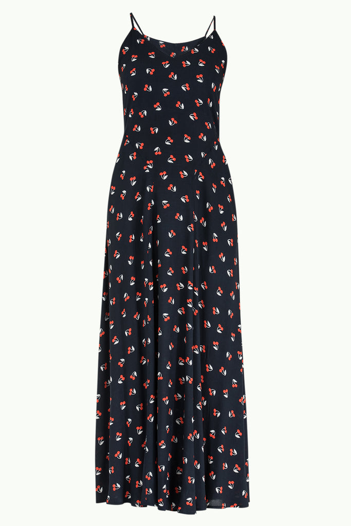 Askılı Desenli Uzun Elbise 92256