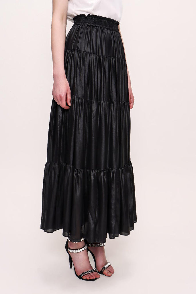 Spotted Pleated long skirt 81073