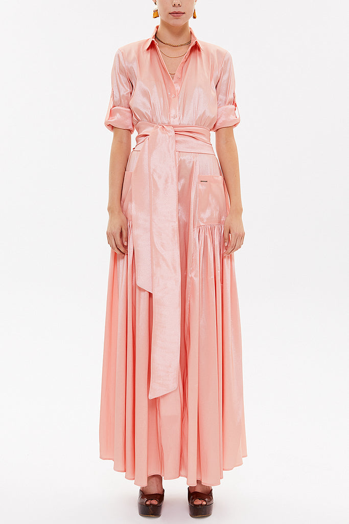 Powder Pleated detail maxi dress 93131