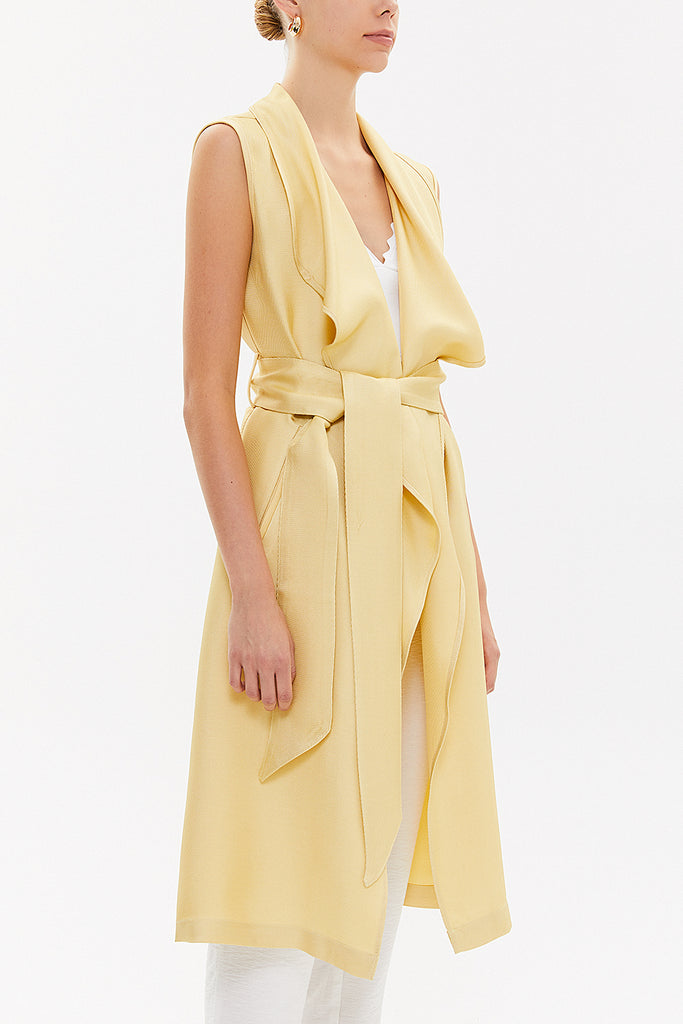 Yellow Shawl collar sleeveless Jacket 61063