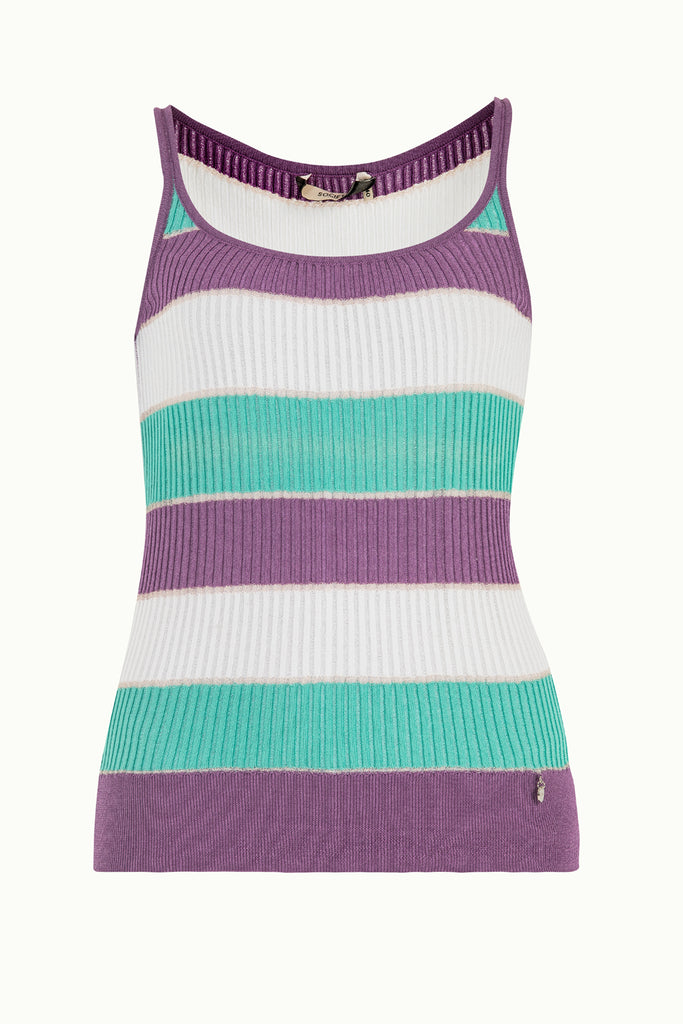 Purple Striped  sleeveless tricot  blouse  28411