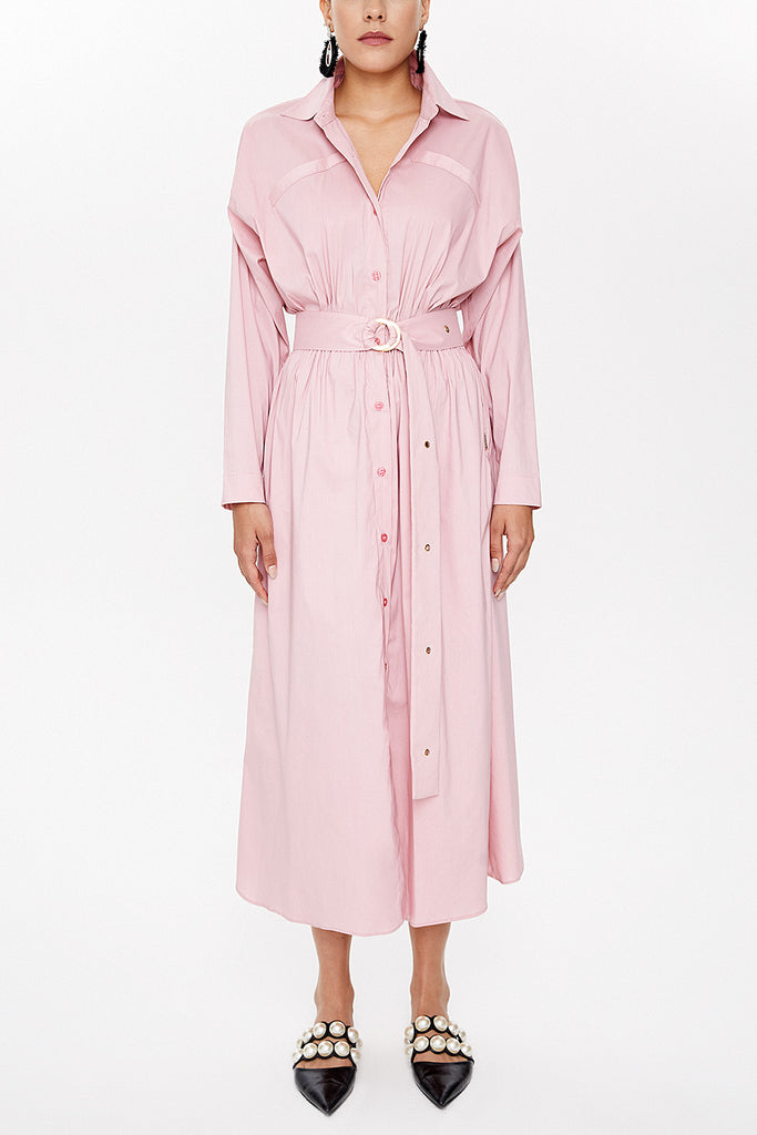Pink Belted midi dress 92874