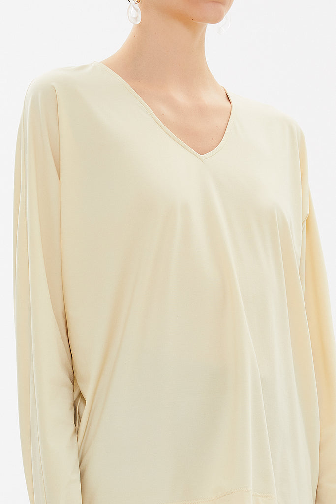 Yellow V-neck  wide cut blouse  19784