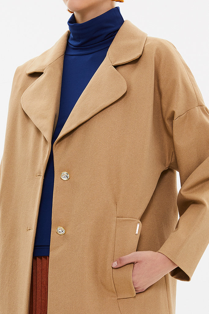 Camel Hair Half sleeve wide cut coat 30403