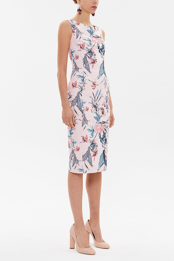 Patterned Zipped Slim fit midi dress 92363