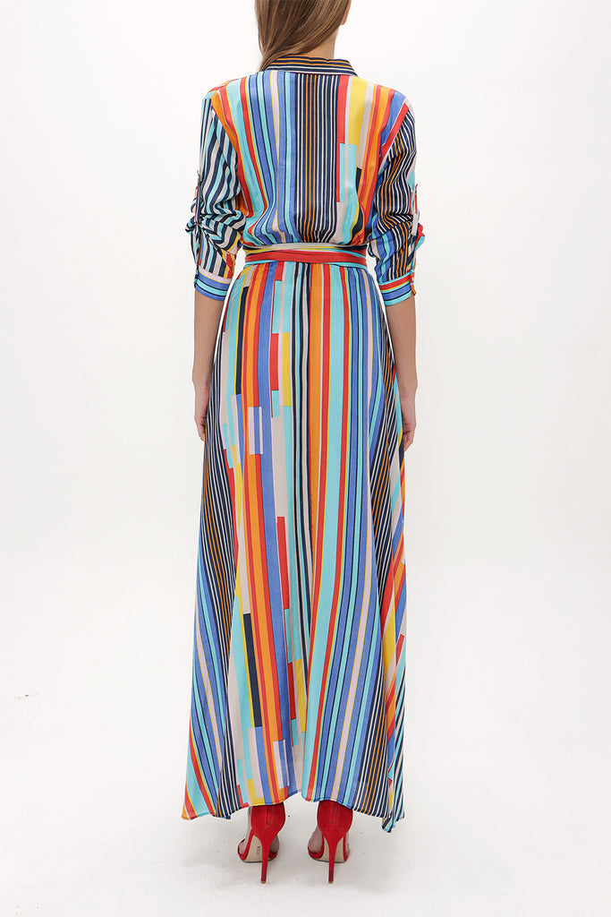 Turquoise Pocket and elastic maxi dress92878