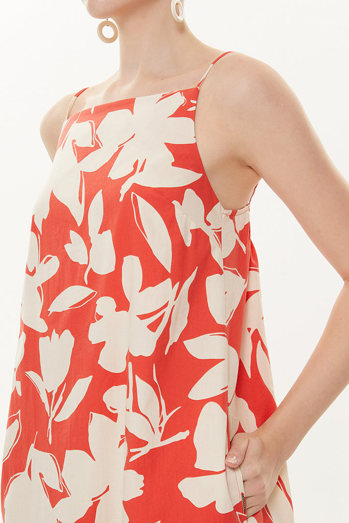 Red Ecru Low-cut back strappy dress 93475