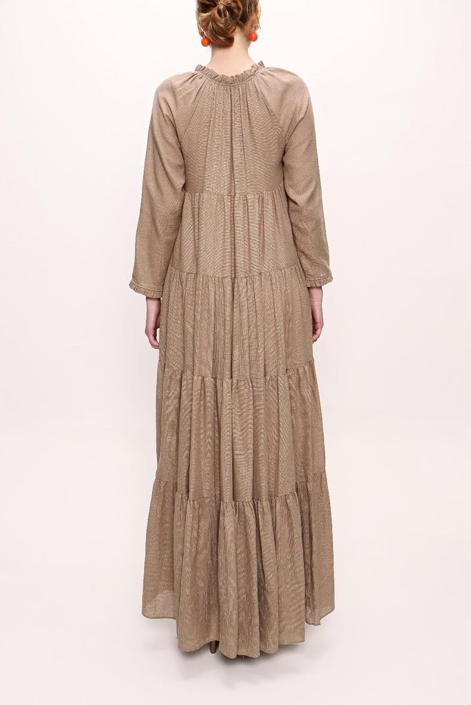 Light Beige Pleated long dress 92951