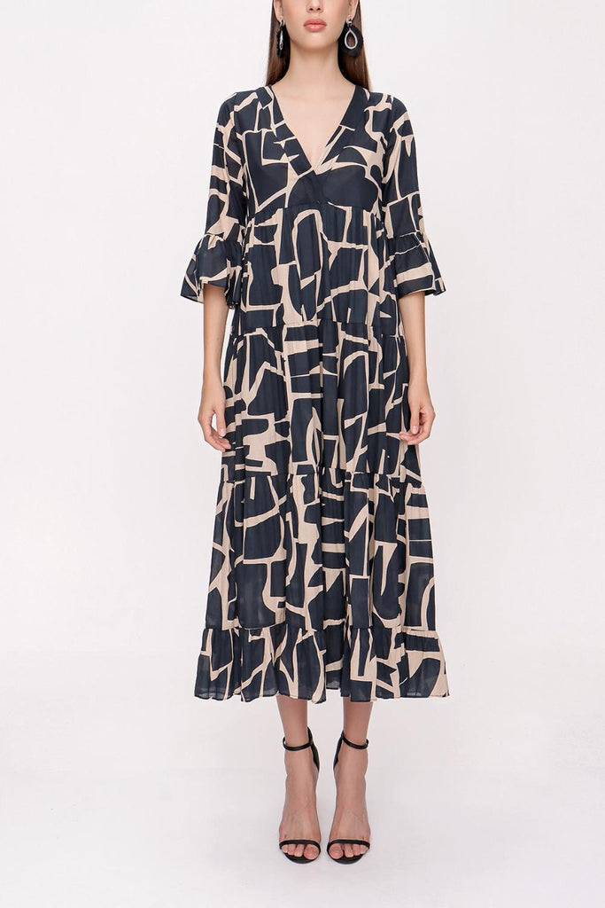 Patterned Pleated dress 93769