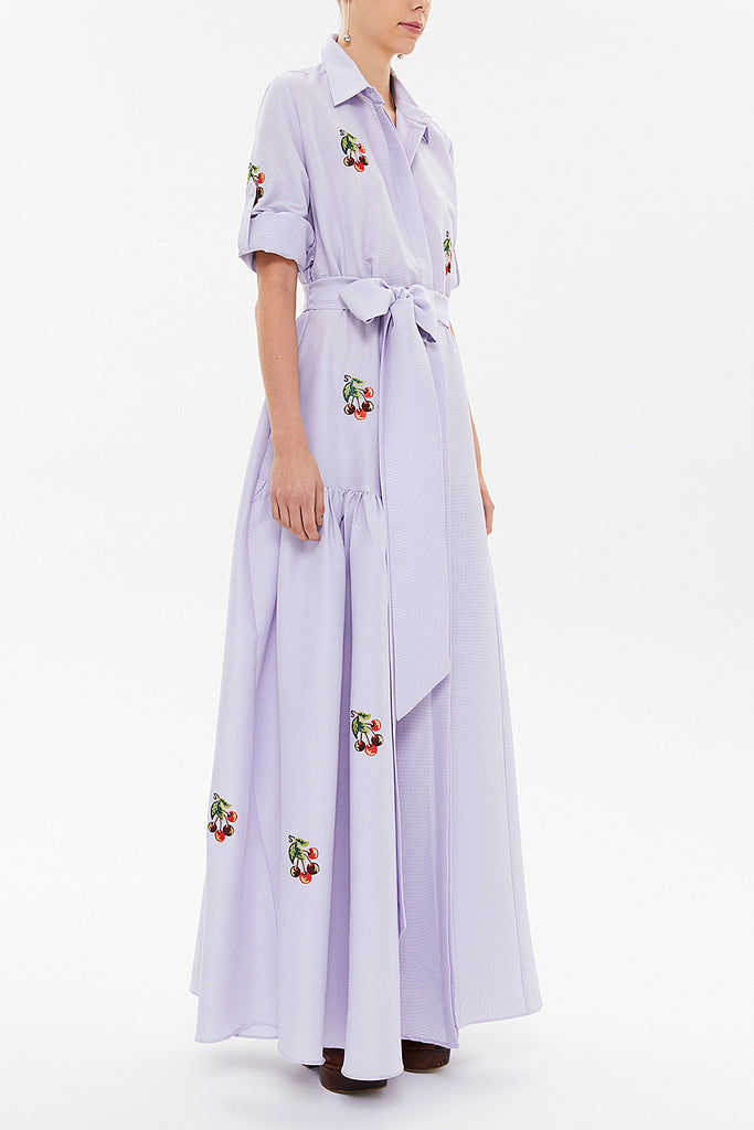 Plaid Embroidered maxi  dress 92866