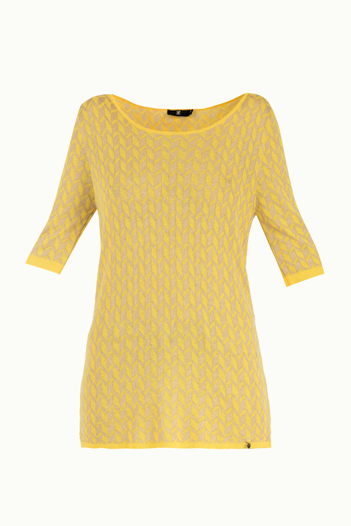 Yellow Pattern knitted knitwear blouse 28650