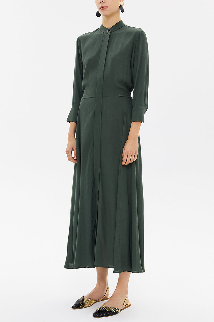 Green Elastic waist midi dress 92957