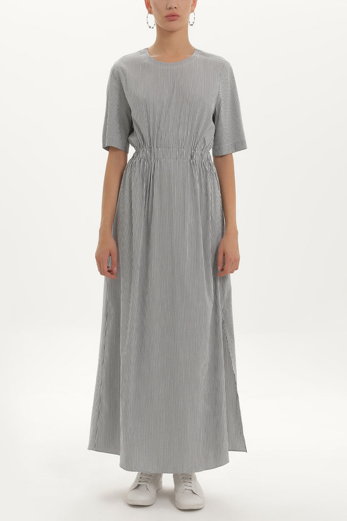 Black Striped Elastic maxi dress 92434