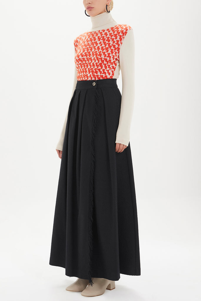 Black Wrap-over  maxi skirt  81084